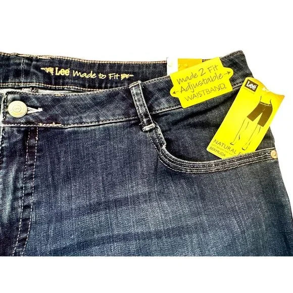 Lee Natural Fit Bermuda Short Gauntlet Womens Plus Size 24W Medium Mid Rise Blue - Picture 3 of 7
